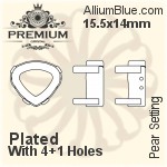 PREMIUM Pear 石座, (PM4370/S), 縫い穴なし, 15.5x14mm, メッキなし 真鍮