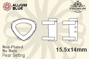 PREMIUM Pear Setting (PM4370/S), No Hole, 15.5x14mm, Unplated Brass