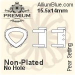 PREMIUM Pear Setting (PM4370/S), With Sew-on Holes, 15.5x14mm, Plated Brass