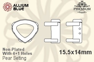 PREMIUM Pear 石座, (PM4370/S), 縫い穴付き, 15.5x14mm, メッキなし 真鍮