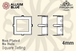 PREMIUM Square Setting (PM4400/S), No Hole, 4mm, Unplated Brass