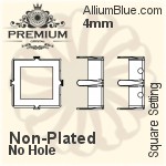 PREMIUM Square Setting (PM4400/S), No Hole, 4mm, Unplated Brass