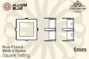 PREMIUM Square 石座, (PM4400/S), 縫い穴付き, 5mm, メッキなし 真鍮