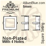 PREMIUM Square Setting (PM4400/S), With Sew-on Holes, 5mm, Unplated Brass