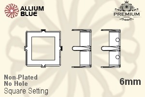 PREMIUM Square 石座, (PM4400/S), 縫い穴なし, 6mm, メッキなし 真鍮
