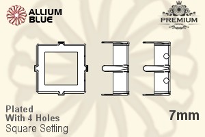 PREMIUM Square 石座, (PM4400/S), 縫い穴付き, 7mm, メッキあり 真鍮