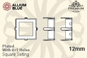 PREMIUM Square 石座, (PM4400/S), 縫い穴付き, 12mm, メッキあり 真鍮