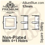 PREMIUM Square Setting (PM4400/S), With Sew-on Holes, 10mm, Unplated Brass