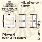 PREMIUM Square Setting (PM4400/S), No Hole, 10mm, Unplated Brass