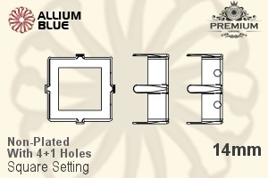PREMIUM Square 石座, (PM4400/S), 縫い穴付き, 14mm, メッキなし 真鍮