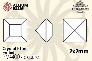 PREMIUM CRYSTAL Square Fancy Stone 2x2mm Hematite F