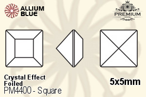 PREMIUM CRYSTAL Square Fancy Stone 5x5mm Hematite F