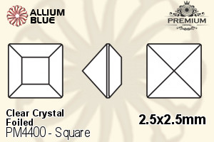 PREMIUM Square Fancy Stone (PM4400) 2.5x2.5mm - Clear Crystal With Foiling - Haga Click en la Imagen para Cerrar
