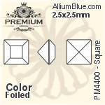プレミアム Square ファンシーストーン (PM4400) 2.5x2.5mm - カラー 裏面フォイル