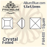 PREMIUM Square Fancy Stone (PM4400) 1.5x1.5mm - Clear Crystal With Foiling