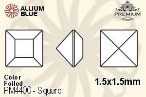 PREMIUM Square Fancy Stone (PM4400) 1.5x1.5mm - Color With Foiling