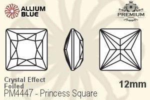 PREMIUM CRYSTAL Princess Square Fancy Stone 12mm Crystal Moonlight F