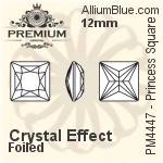 PREMIUM Princess Square Fancy Stone (PM4447) 10mm - Clear Crystal With Foiling