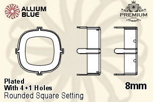 PREMIUM Cushion Cut Setting (PM4470/S), With Sew-on Holes, 8mm, Plated Brass - Haga Click en la Imagen para Cerrar