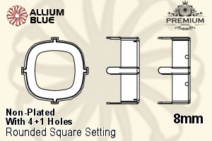 PREMIUM Cushion Cut Setting (PM4470/S), With Sew-on Holes, 8mm, Unplated Brass - 關閉視窗 >> 可點擊圖片