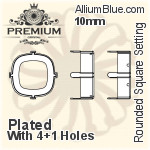 PREMIUM Cushion Cut 石座, (PM4470/S), 縫い穴付き, 10mm, メッキあり 真鍮