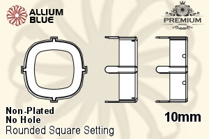 PREMIUM Cushion Cut Setting (PM4470/S), No Hole, 10mm, Unplated Brass - 关闭视窗 >> 可点击图片