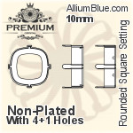 PREMIUM Cushion Cut 石座, (PM4470/S), 縫い穴付き, 10mm, メッキなし 真鍮