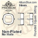 PREMIUM Cushion Cut Setting (PM4470/S), No Hole, 14mm, Unplated Brass