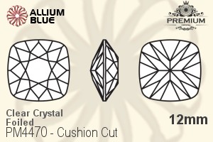 PREMIUM Cushion Cut Fancy Stone (PM4470) 12mm - Clear Crystal With Foiling - Haga Click en la Imagen para Cerrar