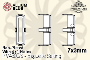 PREMIUM Baguette Setting (PM4500/S), With Sew-on Holes, 7x3mm, Unplated Brass - Haga Click en la Imagen para Cerrar
