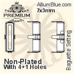 PREMIUM Baguette Setting (PM4500/S), No Hole, 10x3mm, Unplated Brass