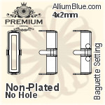 PREMIUM Baguette Setting (PM4500/S), With Sew-on Holes, 4x2mm, Plated Brass