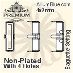 PREMIUM Baguette Setting (PM4500/S), With Sew-on Holes, 4x2mm, Unplated Brass