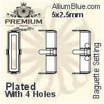 PREMIUM Baguette Setting (PM4500/S), With Sew-on Holes, 3x2mm, Unplated Brass