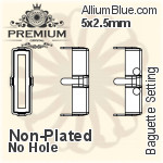 PREMIUM Baguette Setting (PM4500/S), No Hole, 4x2mm, Unplated Brass