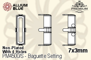 PREMIUM Baguette Setting (PM4500/S), With Sew-on Holes, 7x3mm, Unplated Brass - Click Image to Close