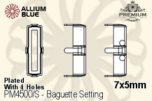 PREMIUM Baguette Setting (PM4500/S), With Sew-on Holes, 7x5mm, Plated Brass - Click Image to Close