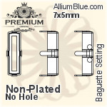 PREMIUM Baguette 石座, (PM4500/S), 縫い穴なし, 7x5mm, メッキなし 真鍮