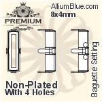 PREMIUM Baguette Setting (PM4500/S), No Hole, 10x3mm, Unplated Brass