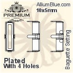PREMIUM Baguette 石座, (PM4500/S), 縫い穴付き, 10x5mm, メッキあり 真鍮