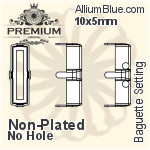 PREMIUM Baguette 石座, (PM4500/S), 縫い穴付き, 10x3mm, メッキなし 真鍮