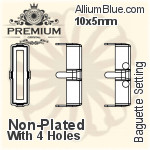 PREMIUM Baguette 石座, (PM4500/S), 縫い穴なし, 10x8mm, メッキなし 真鍮