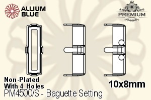 PREMIUM Baguette Setting (PM4500/S), With Sew-on Holes, 10x8mm, Unplated Brass - Click Image to Close