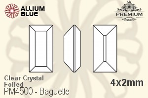 PREMIUM Baguette Fancy Stone (PM4500) 4x2mm - Clear Crystal With Foiling