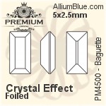 PREMIUM Baguette Fancy Stone (PM4500) 4x2mm - Clear Crystal With Foiling