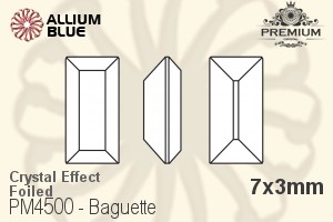 プレミアム Baguette ファンシーストーン (PM4500) 7x3mm - クリスタル エフェクト 裏面フォイル