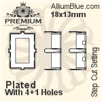 PREMIUM Step Cut 石座, (PM4527/S), 縫い穴付き, 18x13mm, メッキなし 真鍮