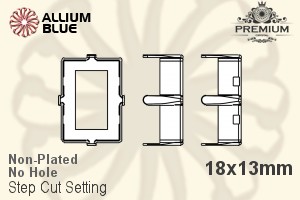 PREMIUM Step Cut 石座, (PM4527/S), 縫い穴なし, 18x13mm, メッキなし 真鍮