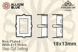 PREMIUM Step Cut 石座, (PM4527/S), 縫い穴付き, 18x13mm, メッキなし 真鍮 - ウインドウを閉じる