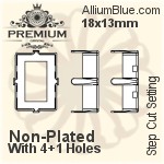 PREMIUM Step Cut 石座, (PM4527/S), 縫い穴付き, 18x13mm, メッキなし 真鍮